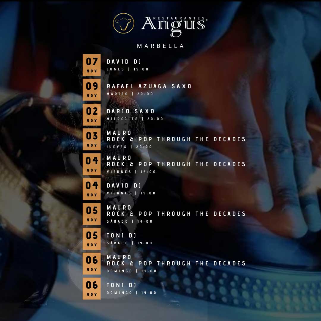 LIVE MUSIC at ANGUS Marbella November 7th