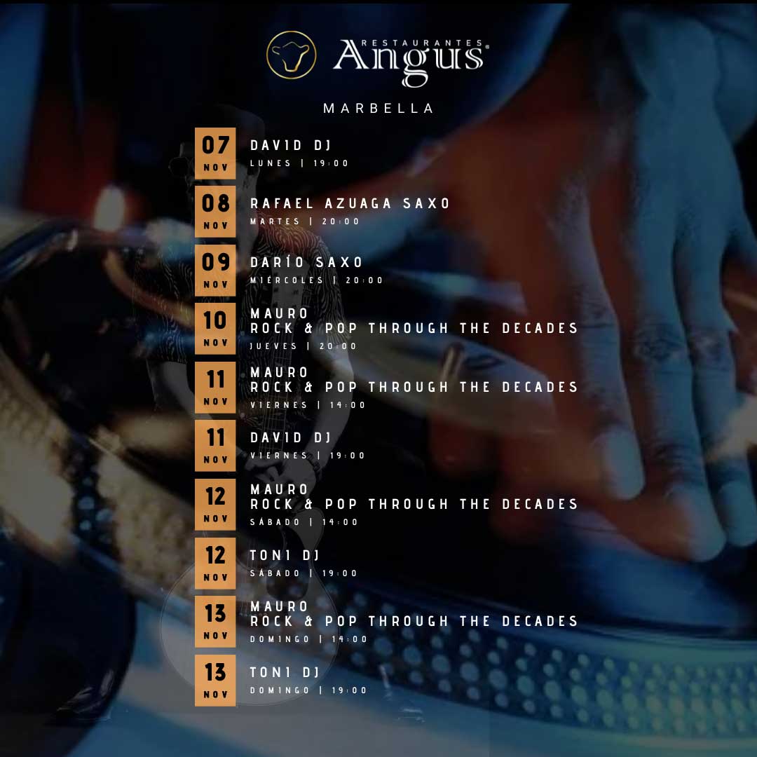 MUSICA EN VIVO en ANGUS Marbella 7 de Noviembre