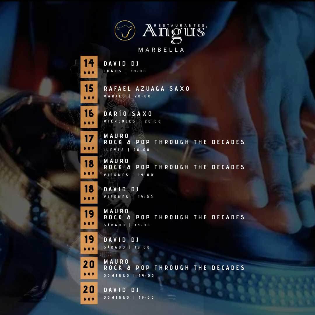 MUSICA EN VIVO en ANGUS Marbella 14 de Noviembre