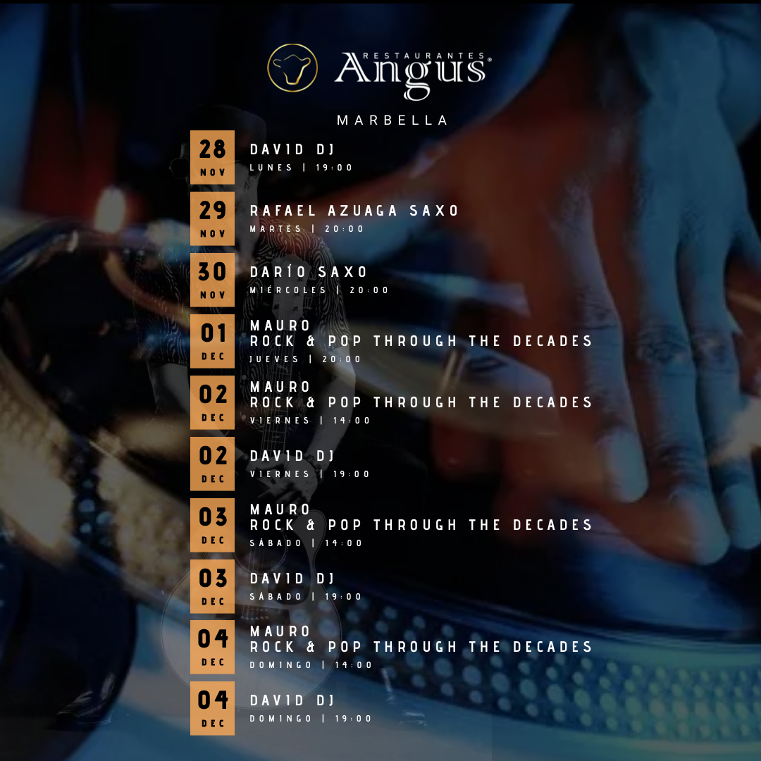 MUSICA EN VIVO en ANGUS Marbella 28 de Noviembre
