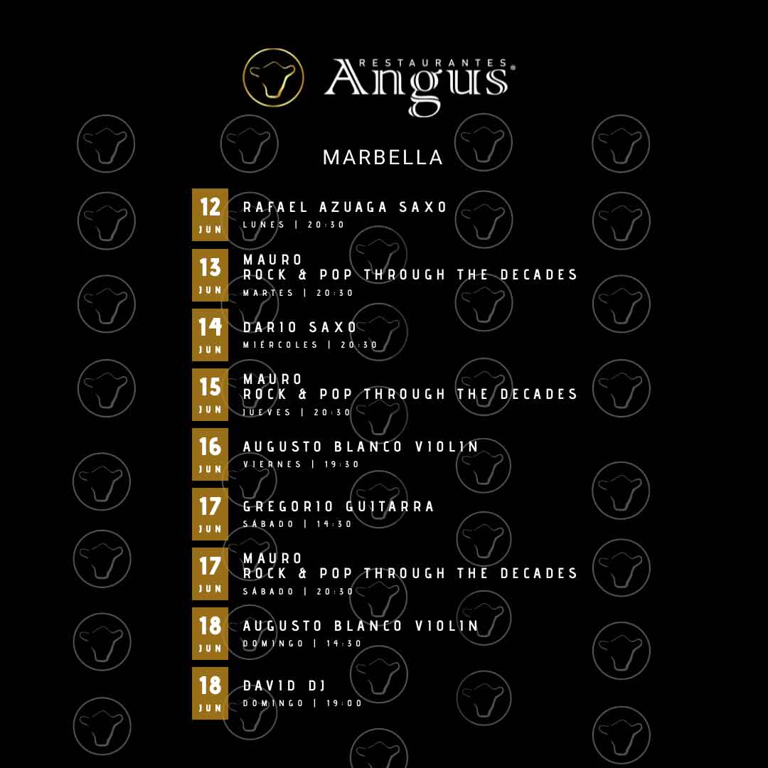 Música en vivo y DJs ANGUS-12 de junio